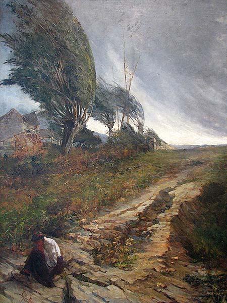 Antonio Parreiras High Wind Norge oil painting art